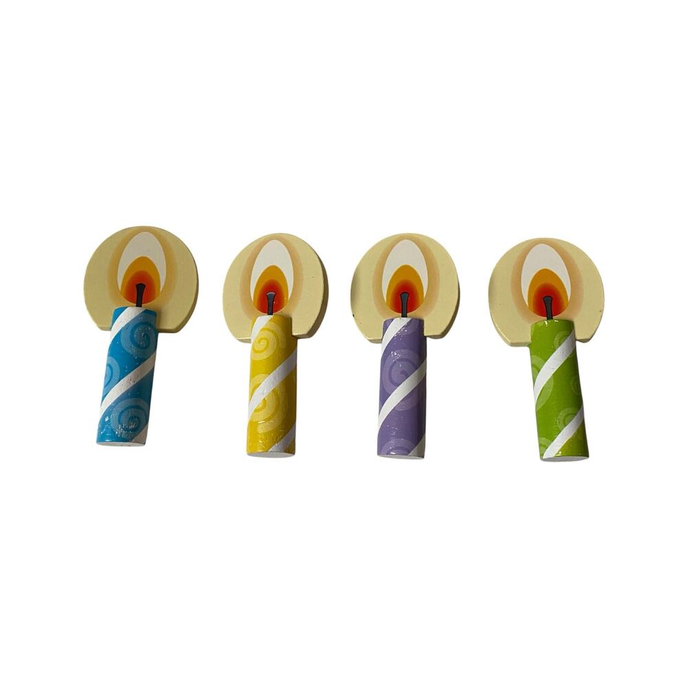 Melissa Doug Wooden Birthday Cake Cupcake Replacement Candle Lot of 4 Montessori